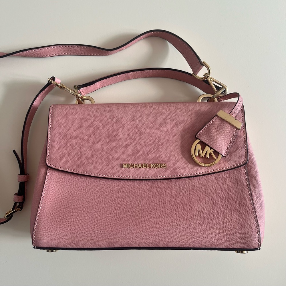 Michael Kors Ava Saffiano Leather Crossbody - Misty Rose